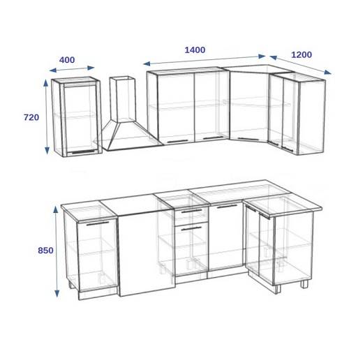 Угловой элемент кухни размеры