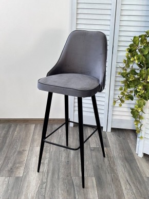 Барный стул NEPAL-BAR СЕРЫЙ #27, велюр/ черный каркас (H=78cm) М-City в Перми - perm.ok-mebel.com | фото 6