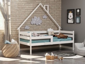 Детская кровать-домик из массива березы Соня-2 (800*1600) Белый/Лак в Перми - perm.ok-mebel.com | фото
