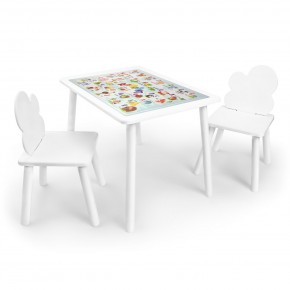 Детский комплект стол и два стула Облачко Rolti Baby с накладкой Алфавит (белая столешница/белое сиденье/белые ножки) в Перми - perm.ok-mebel.com | фото