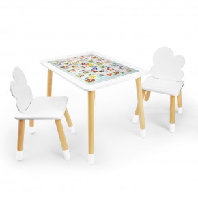 Детский комплект стол и два стула Облачко Rolti Baby с накладкой Алфавит (белая столешница/белое сиденье/береза ножки) в Перми - perm.ok-mebel.com | фото