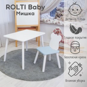 Детский комплект стол и стул «Мишка» Rolti Baby  (голубая столешница/голубое сиденье/белые ножки) в Перми - perm.ok-mebel.com | фото