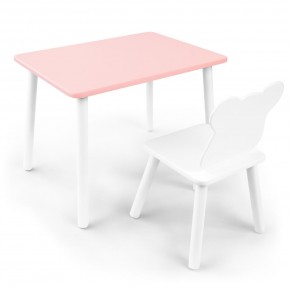 Детский комплект стол и стул «Мишка» Rolti Baby (розовый/белый, массив березы/мдф) в Перми - perm.ok-mebel.com | фото