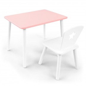 Детский комплект стол и стул «Звезда» Rolti Baby (розовый/белый, массив березы/мдф) в Перми - perm.ok-mebel.com | фото