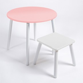 Детский комплект стол КРУГЛЫЙ  и табурет Rolti Baby (розовая столешница/белое сиденье/белые ножки) в Перми - perm.ok-mebel.com | фото
