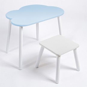 Детский комплект стол ОБЛАЧКО  и табурет Rolti Baby (голубая столешница/белое сиденье/белые ножки) в Перми - perm.ok-mebel.com | фото