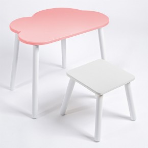 Детский комплект стол ОБЛАЧКО  и табурет Rolti Baby (розовая столешница/белое сиденье/белые ножки) в Перми - perm.ok-mebel.com | фото