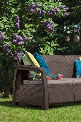 Диван пластиковый Корфу Макс (Corfu love seat max) коричневый в Перми - perm.ok-mebel.com | фото 2