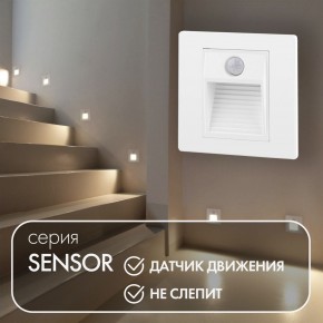 DK1020-WH Светильник встраиваемый в стену c датчиком движения, IP 20, LED 3000, 1 Вт, белый, пластик в Перми - perm.ok-mebel.com | фото 2