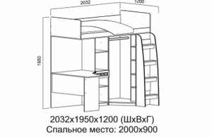 Кровать-чердак Вега ДМ-15 в Перми - perm.ok-mebel.com | фото 2