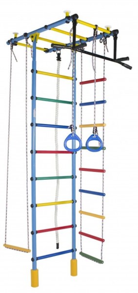 ДСК Атлант цв.голубой радуга: турник, кольца, канат, трапеция, веревочная лестница в Перми - perm.ok-mebel.com | фото