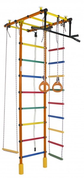 ДСК Атлант оранжевый радуга: турник, кольца, канат, трапеция, веревочная лестница в Перми - perm.ok-mebel.com | фото
