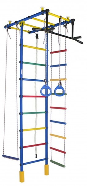ДСК Атлант цв.синий радуга: турник, кольца, канат, трапеция, веревочная лестница в Перми - perm.ok-mebel.com | фото 1
