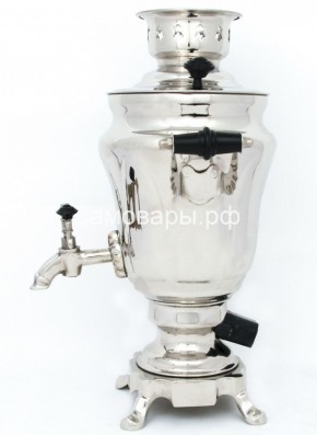 Электрический самовар из латуни никелированный на 1,5 литра форма "Тюльпан" с защитой от выкипания в Перми - perm.ok-mebel.com | фото