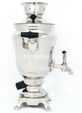 Электрический самовар из латуни никелированный на 1,5 литра форма "Тюльпан" с защитой от выкипания в Перми - perm.ok-mebel.com | фото 3