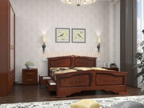 ЕЛЕНА Кровать из массива 1600 (Орех) с 2-мя ящиками в Перми - perm.ok-mebel.com | фото