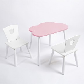 Комплект детский стол ОБЛАЧКО и два стула КОРОНА ROLTI Baby (розовая столешница/белое сиденье/белые ножки) в Перми - perm.ok-mebel.com | фото