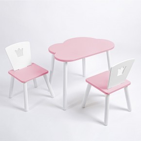 Комплект детский стол ОБЛАЧКО и два стула КОРОНА ROLTI Baby (розовая столешница/розовое сиденье/белые ножки) в Перми - perm.ok-mebel.com | фото