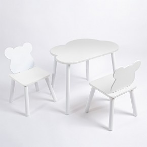 Комплект детский стол ОБЛАЧКО и два стула МИШКА ROLTI Baby (белая столешница/белое сиденье/белые ножки) в Перми - perm.ok-mebel.com | фото