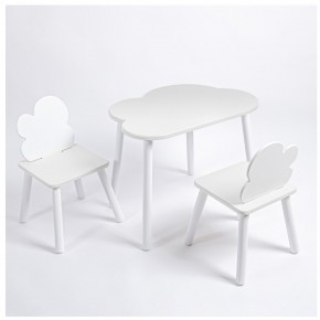 Комплект детский стол ОБЛАЧКО и два стула ОБЛАЧКО ROLTI Baby (белая столешница/белое сиденье/белые ножки) в Перми - perm.ok-mebel.com | фото
