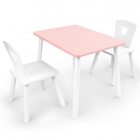 Комплект детской мебели стол и два стула Корона  (Розовый/Белый/Белый) в Перми - perm.ok-mebel.com | фото