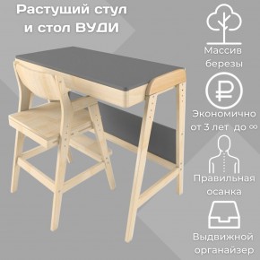 Комплект растущий стол и стул 38 попугаев «Вуди» (Серый, Без покрытия) в Перми - perm.ok-mebel.com | фото