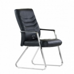 Кресло Barneo K-25 для посетителей и переговорных (хром, черная экокожа) в Перми - perm.ok-mebel.com | фото