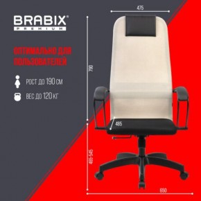 Кресло BRABIX PREMIUM "Ultimate EX-800" пластик, плотная двойная сетка Х2, черное/бежевое, 532916 в Перми - perm.ok-mebel.com | фото 6