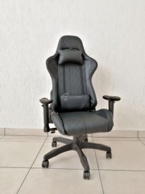 Кресло геймерское Barneo K-52 (черная экокожа черные вставки) в Перми - perm.ok-mebel.com | фото
