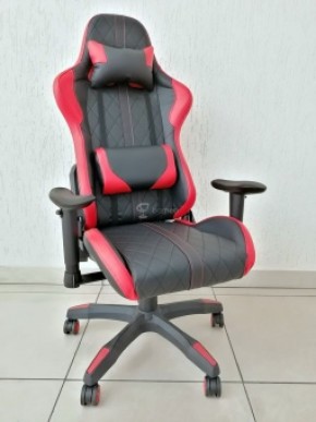 Кресло геймерское Barneo K-52 (черная экокожа красные вставки) в Перми - perm.ok-mebel.com | фото