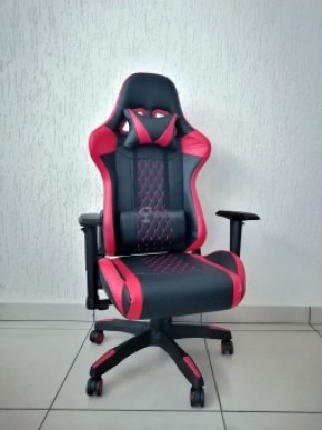 Кресло геймерское Barneo K-53 (черная экокожа красные вставки) в Перми - perm.ok-mebel.com | фото