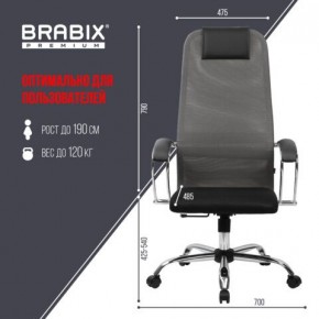 Кресло офисное BRABIX PREMIUM "Ultimate EX-800" хром, плотная двойная сетка Х2, черное/серое, 532912 в Перми - perm.ok-mebel.com | фото 3