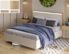 Кровать (Бело-серый U775 ST9/Дуб Небраска натуральный) 1600 в Перми - perm.ok-mebel.com | фото
