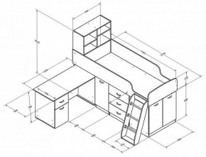 Кровать-чердак "Дюймовочка-1" Дуб молочный/венге в Перми - perm.ok-mebel.com | фото 2