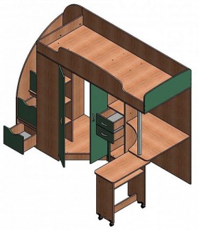 Кровать-чердак "Теремок-1 Гранд"  Дуб молочный/Венге в Перми - perm.ok-mebel.com | фото 3