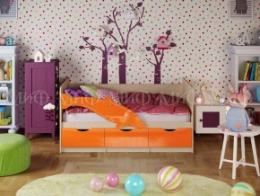 Кровать Дельфин-1 800*1600 (Оранжевый металлик/дуб крафт белый) в Перми - perm.ok-mebel.com | фото