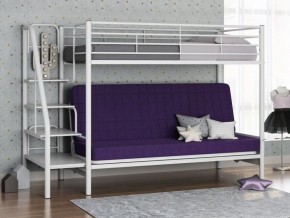 Кровать двухъярусная с диваном "Мадлен-3" (Белый/Фиолетовы) в Перми - perm.ok-mebel.com | фото