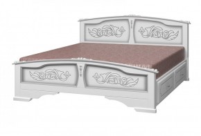 ЕЛЕНА Кровать из массива 1600 (Белый жемчуг) с 2-мя ящиками в Перми - perm.ok-mebel.com | фото