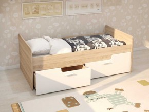 Кровать Умка К-001 + ящики (Дуб Сонома/Белый глянец) в Перми - perm.ok-mebel.com | фото 1