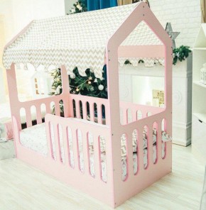 Кровать-домик без ящика 800*1600 (Розовый) в Перми - perm.ok-mebel.com | фото 1