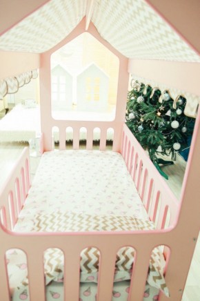 Кровать-домик без ящика 800*1600 (Розовый) в Перми - perm.ok-mebel.com | фото 3
