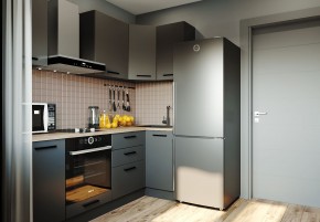 Кухня угловая Антрацит 2200х1000 (Стол. 38мм) в Перми - perm.ok-mebel.com | фото