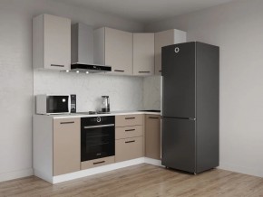 Кухонный гарнитур угловой Каппучино 2200*1000 (Стол. 38мм) в Перми - perm.ok-mebel.com | фото