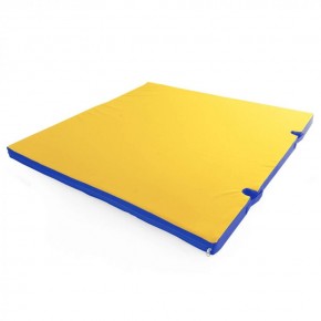 Мат гимнастический 1х1х0,08м с вырезом под стойки цв. синий-желтый в Перми - perm.ok-mebel.com | фото