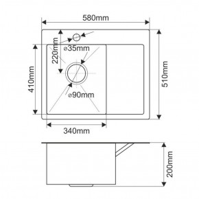 Мойка HD5851L MELANA ProfLine 3,0/200 САТИН врезная прямоугольная с коландером HD5851L в Перми - perm.ok-mebel.com | фото 2