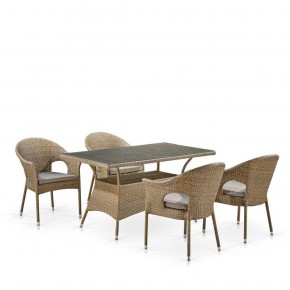 Обеденный комплект плетеной мебели T198B/Y79B-W56 Light Brown (4+1) в Перми - perm.ok-mebel.com | фото