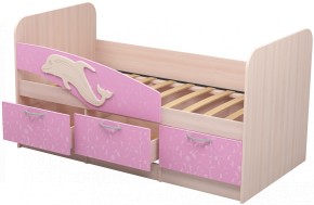 Кровать Дельфин 1,6 (Дуб молочный/фасад - Ламарти розовый) в Перми - perm.ok-mebel.com | фото