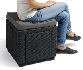 Пуфик Куб с подушкой (Cube with cushion) коричневый - серо-бежевый* в Перми - perm.ok-mebel.com | фото 2