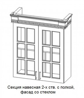 Секция навесная 2-х ств. с полкой "Верона", фасад со стеклом (800) в Перми - perm.ok-mebel.com | фото