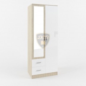 Шкаф 2-х створчатый с зеркалом Софи СШК 800.3 (дуб сонома/белый глянец) в Перми - perm.ok-mebel.com | фото
